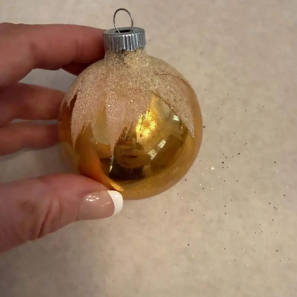 Vintage Shiny Brite Gold Snow Cap Glass Christmas Ornament